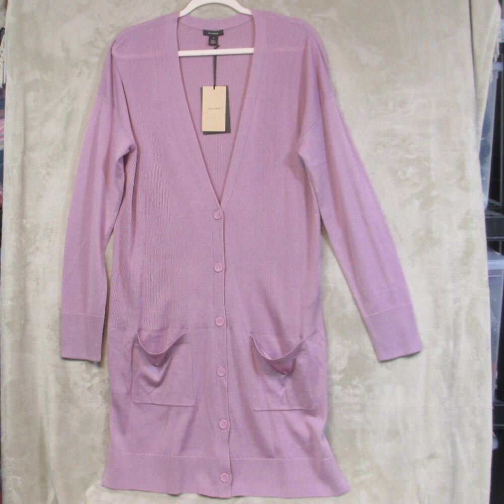 NWT Halogen Women’s XL Merino Wool Blend Button Front Cardigan Lavender Purple